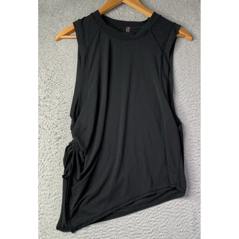 Free People Movement Tank Top Womens S/P Black Open On Sides Tie On One Side